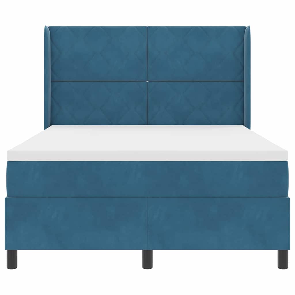 Box spring seng med LED-lysstrimler Blå 160 x 200 cm Fløjl