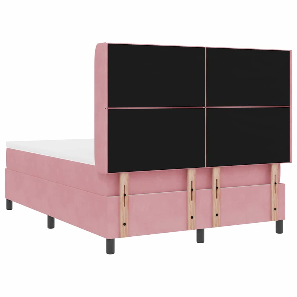 Box spring seng med LED-lysstrimler Lyserød 160 x 200 cm Fløjl
