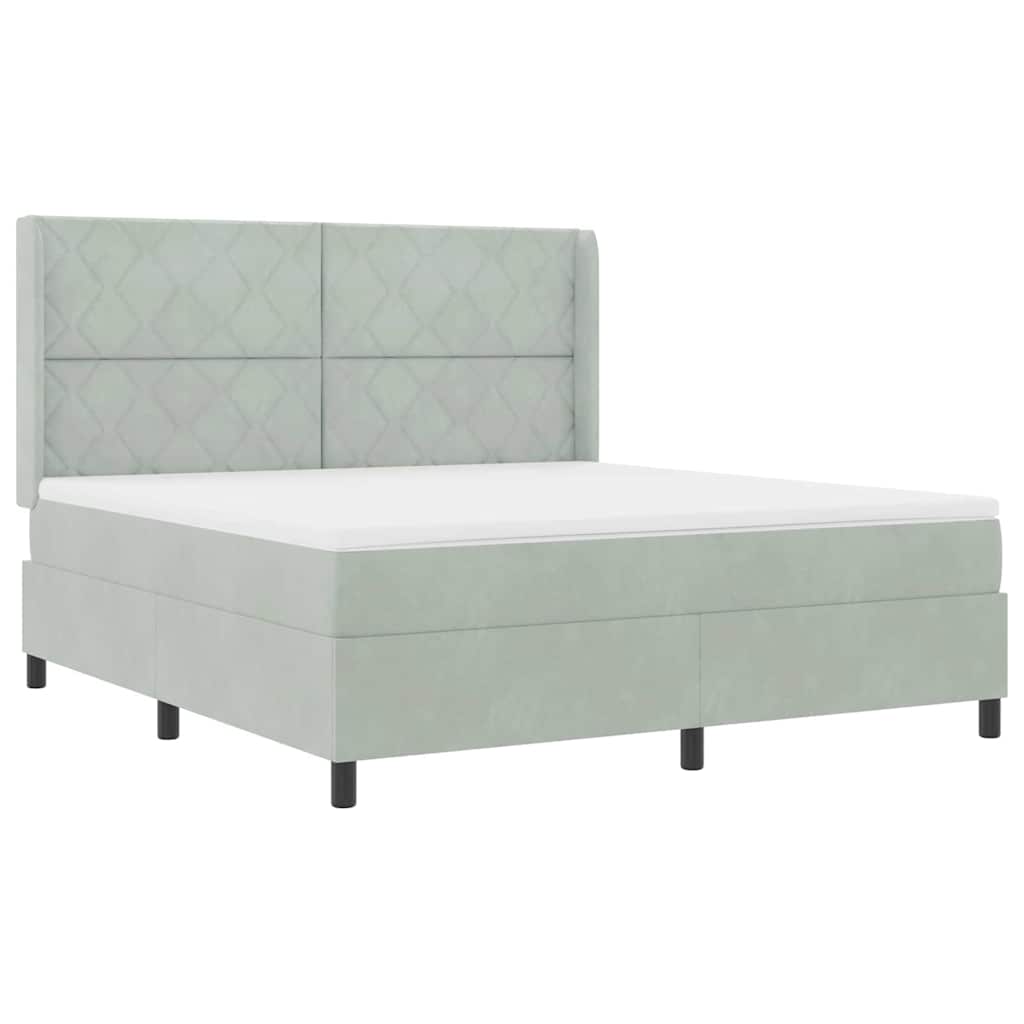 Box spring seng med LED-lysstrimler Lysegrå 180 x 200 cm Fløjl