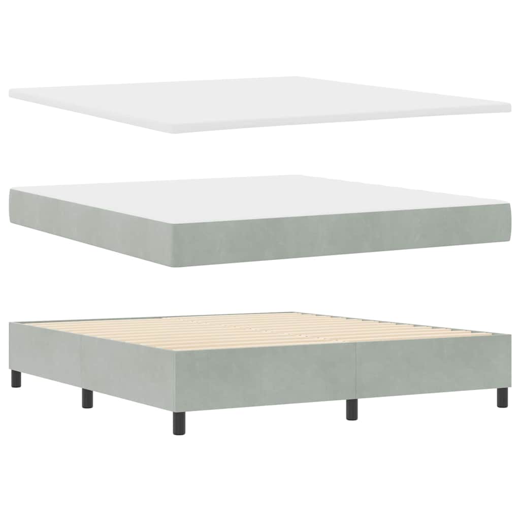 Box spring seng med LED-lysstrimler Lysegrå 180 x 200 cm Fløjl