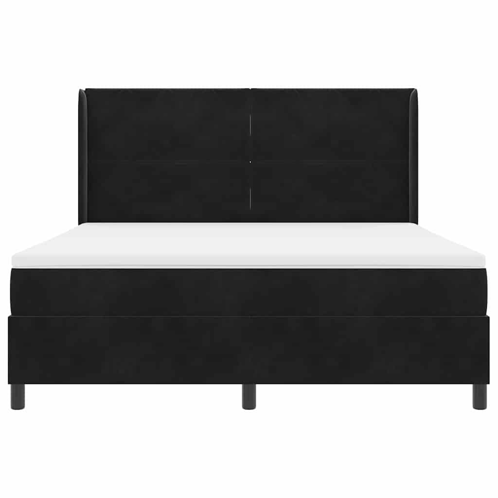 Box spring seng med LED-lysstrimler Sort 180 x 200 cm Fløjl