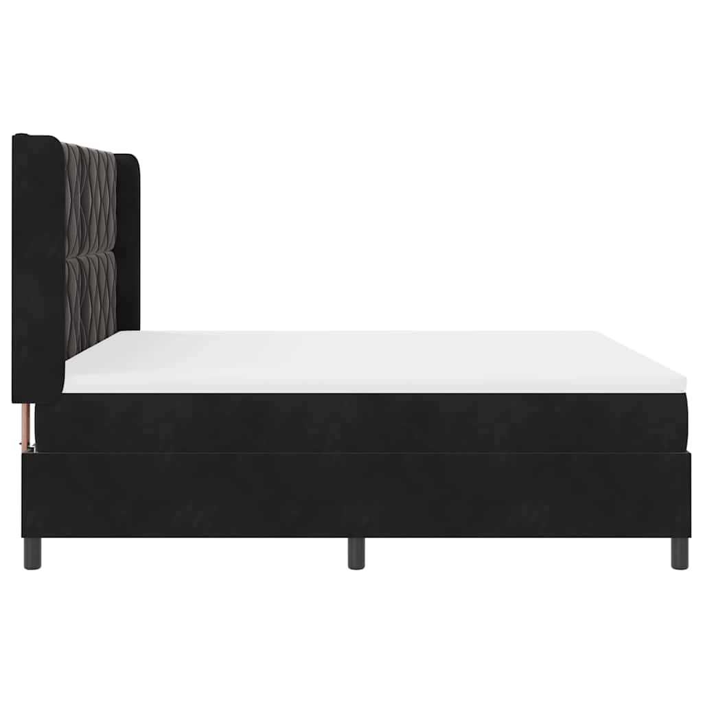 Box spring seng med LED-lysstrimler Sort 180 x 200 cm Fløjl