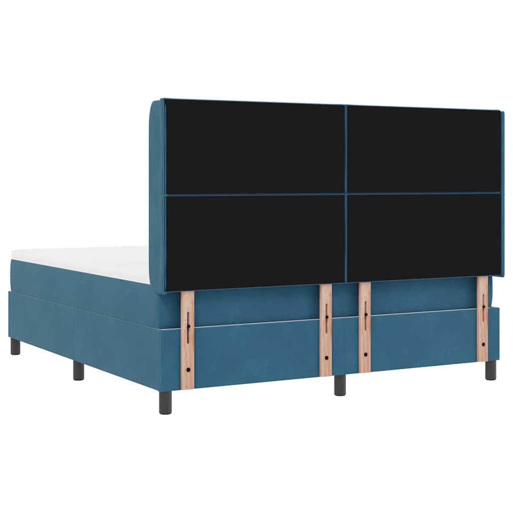 Box spring seng med LED-lysstrimler Blå 180 x 200 cm Fløjl