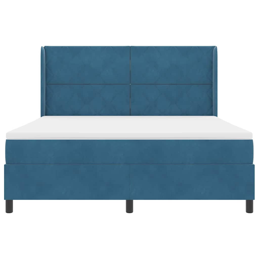Box spring seng med LED-lysstrimler Blå 180 x 200 cm Fløjl