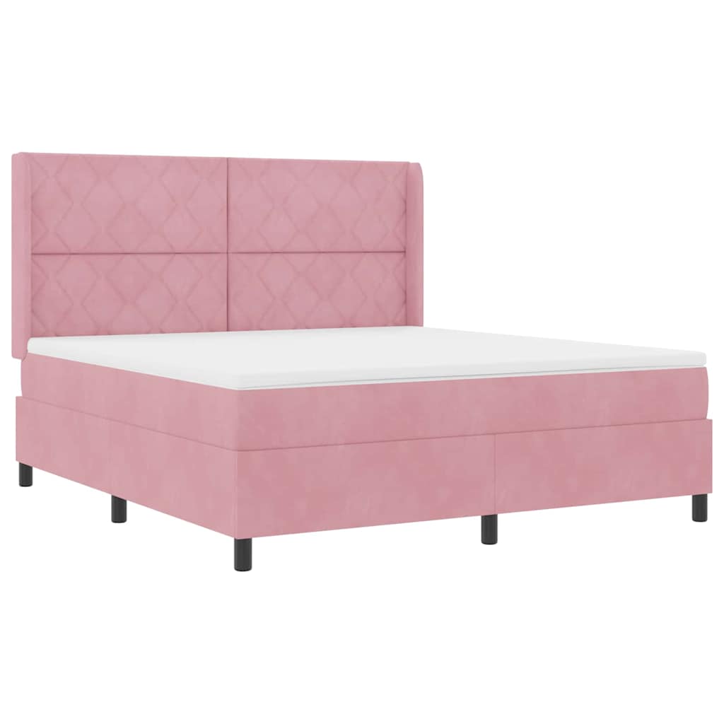 Box spring seng med LED-lysstrimler Lyserød 180 x 200 cm Fløjl