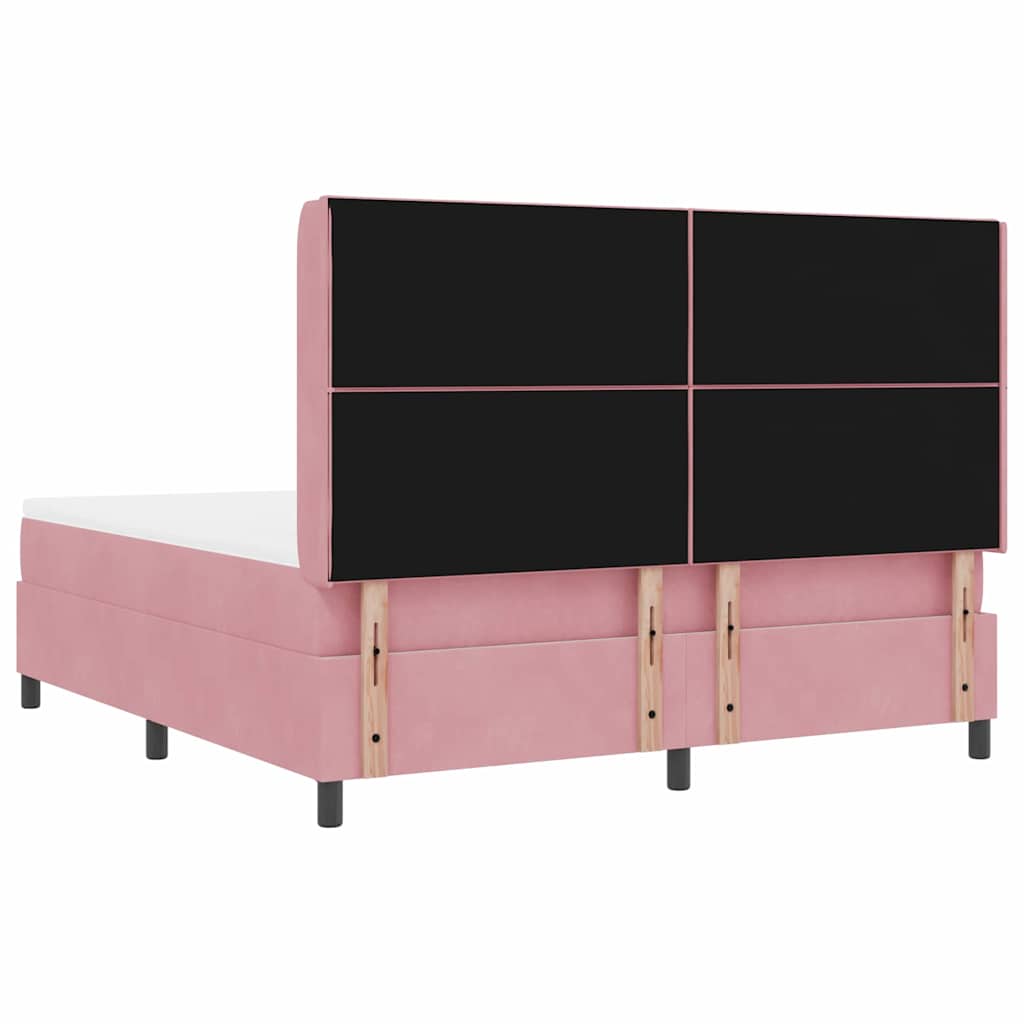 Box spring seng med LED-lysstrimler Lyserød 180 x 200 cm Fløjl