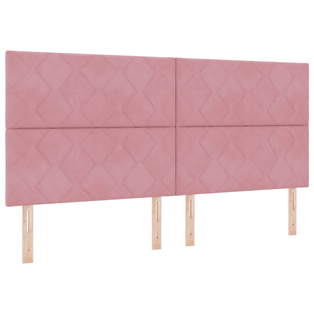 Box spring seng med LED-lysstrimler Lyserød 200 x 200 cm Fløjl