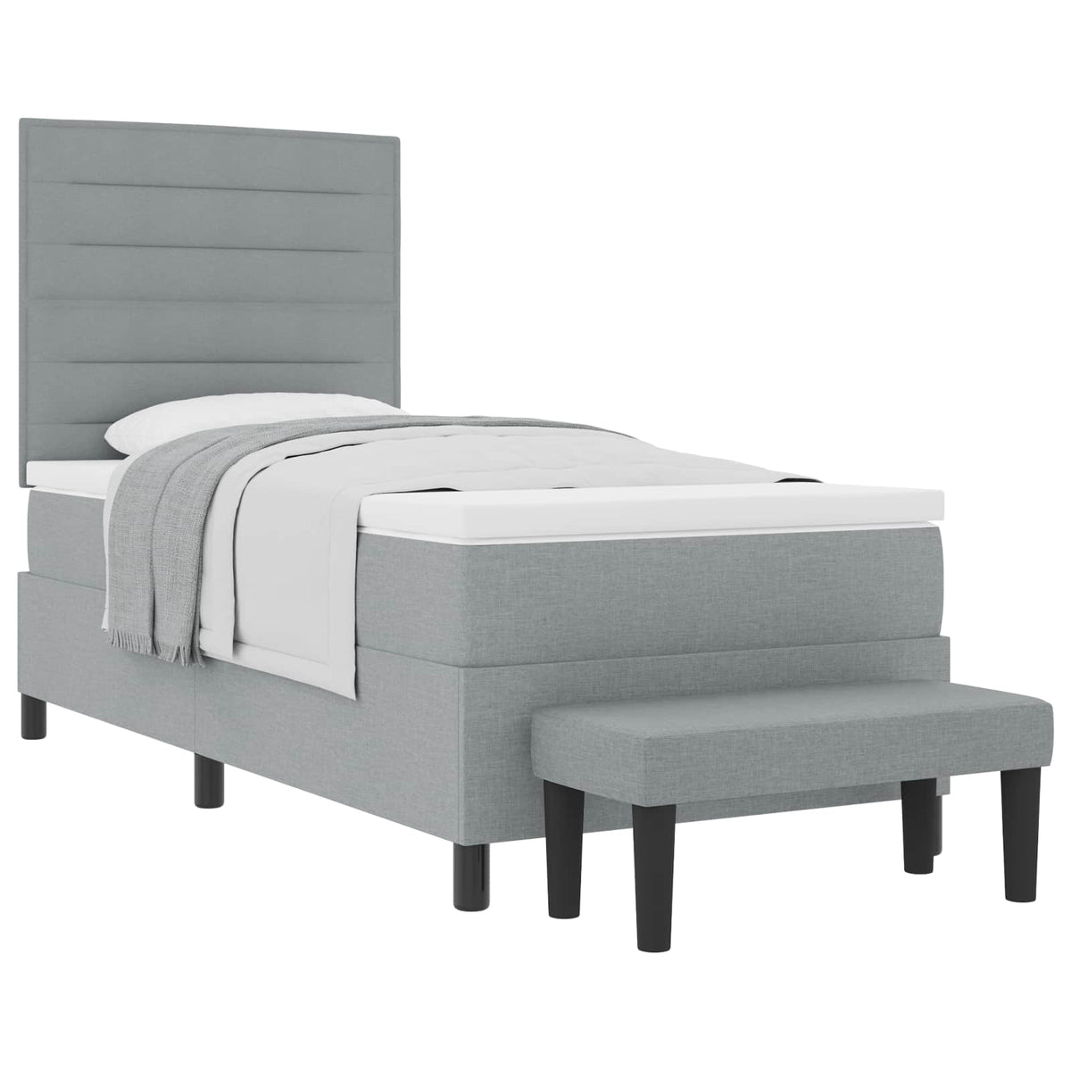 Box spring seng med hovedgærde Lysegrå 80 x 200 cm Stof