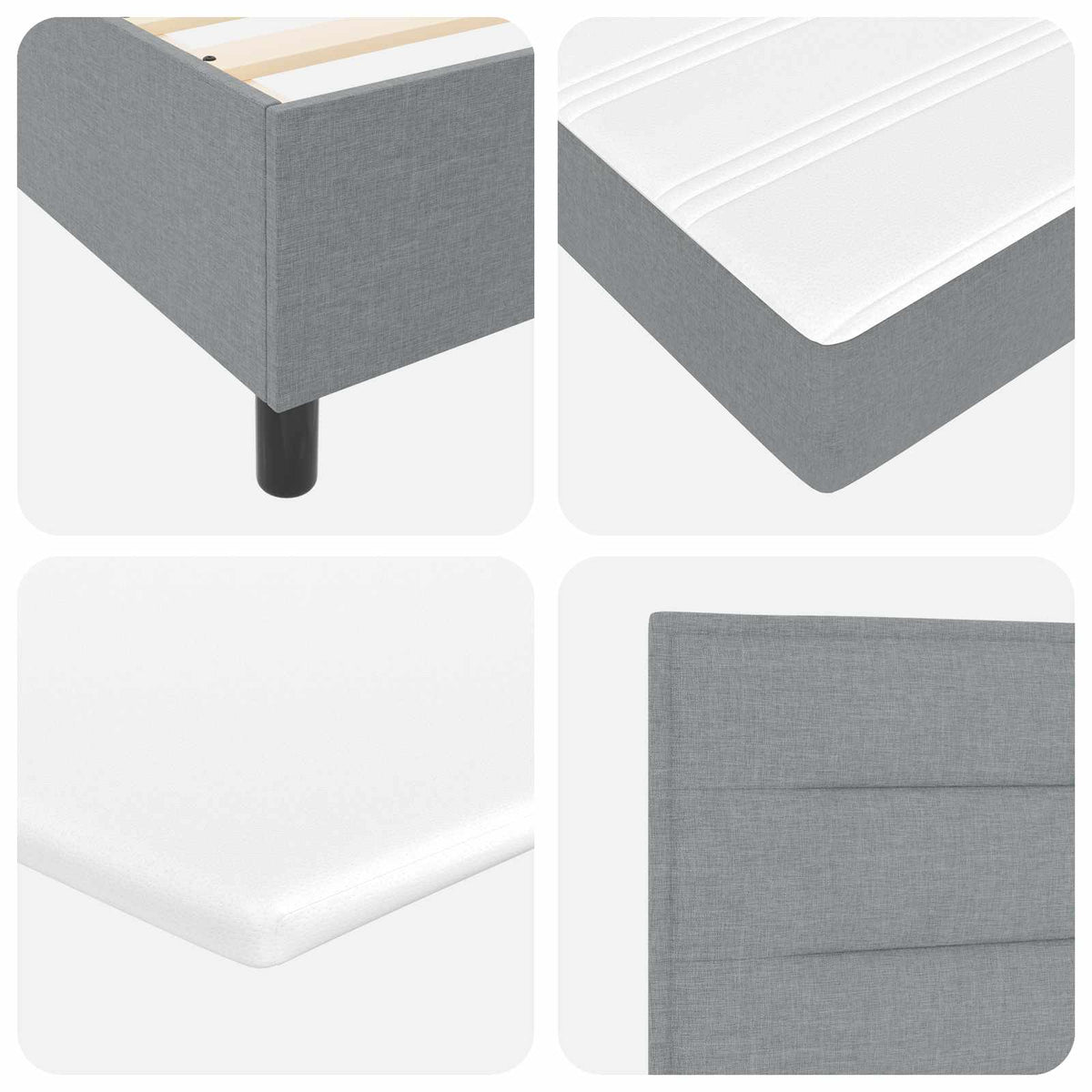 Box spring seng med hovedgærde Lysegrå 90 x 190 cm Stof
