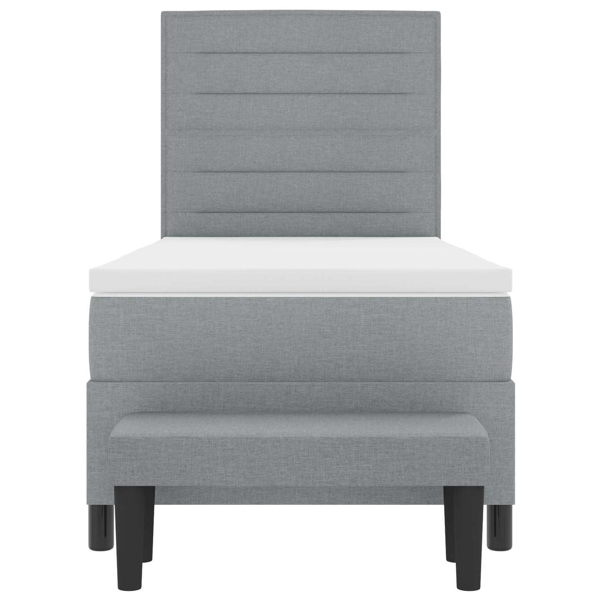 Box spring seng med hovedgærde Lysegrå 90 x 190 cm Stof
