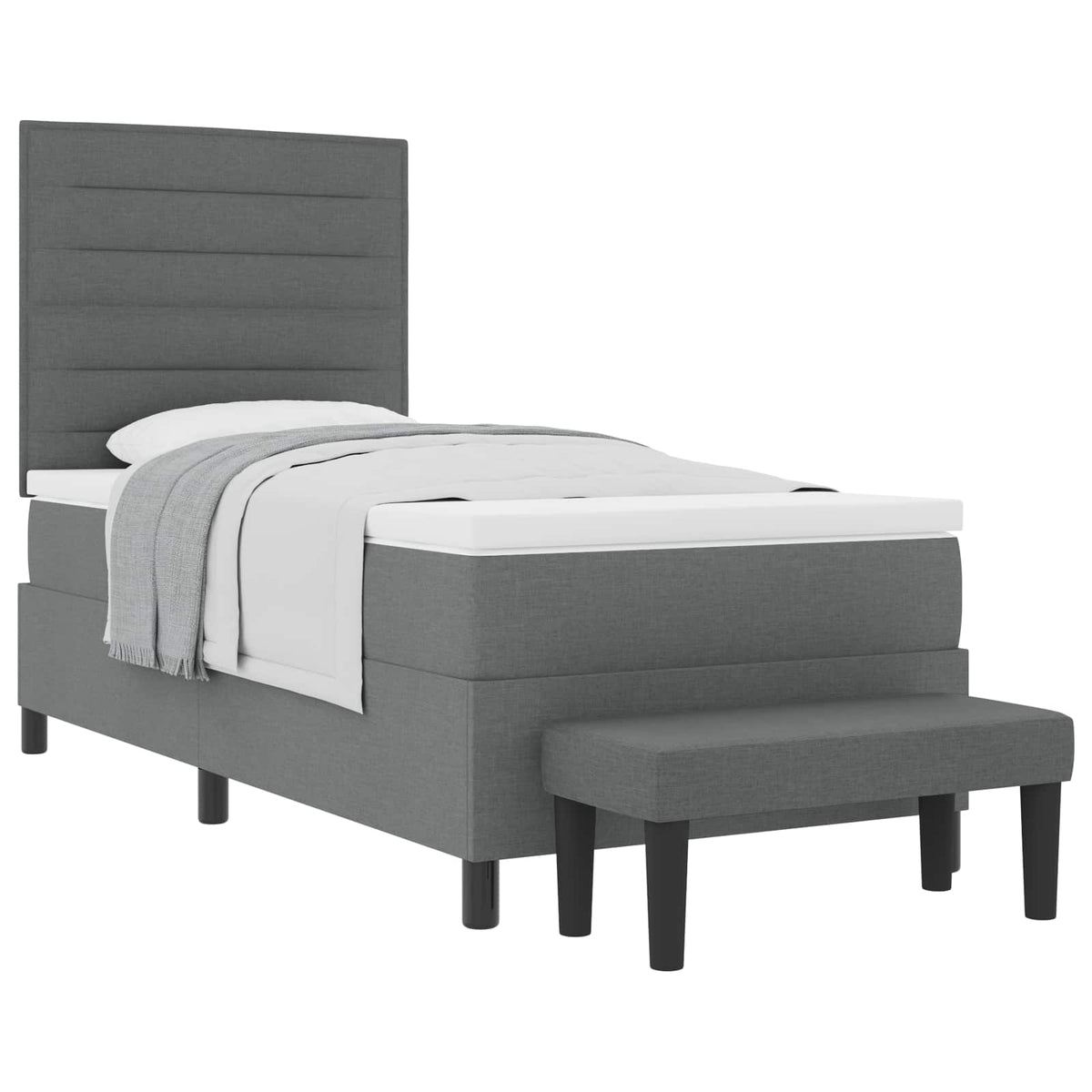 Box spring seng med pude Mørkegrå 90 x 190 cm Stof
