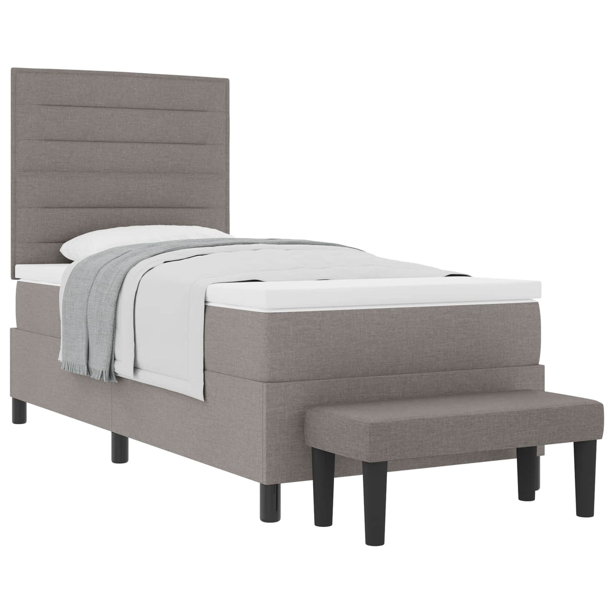 Box spring seng med hovedgærde Gråbrun 90 x 190 cm Stof