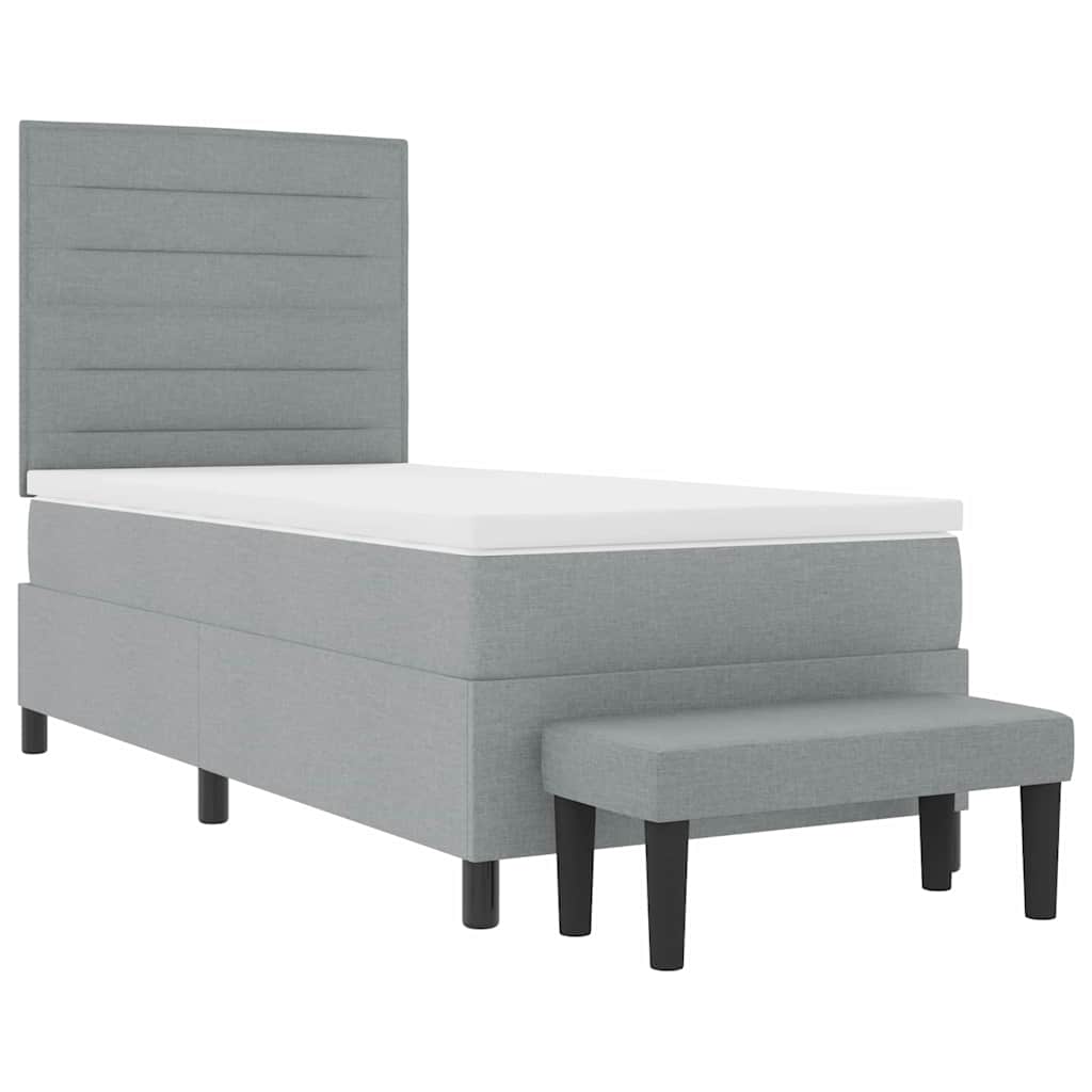 Box spring seng med hovedgærde Lysegrå 90 x 200 cm Stof