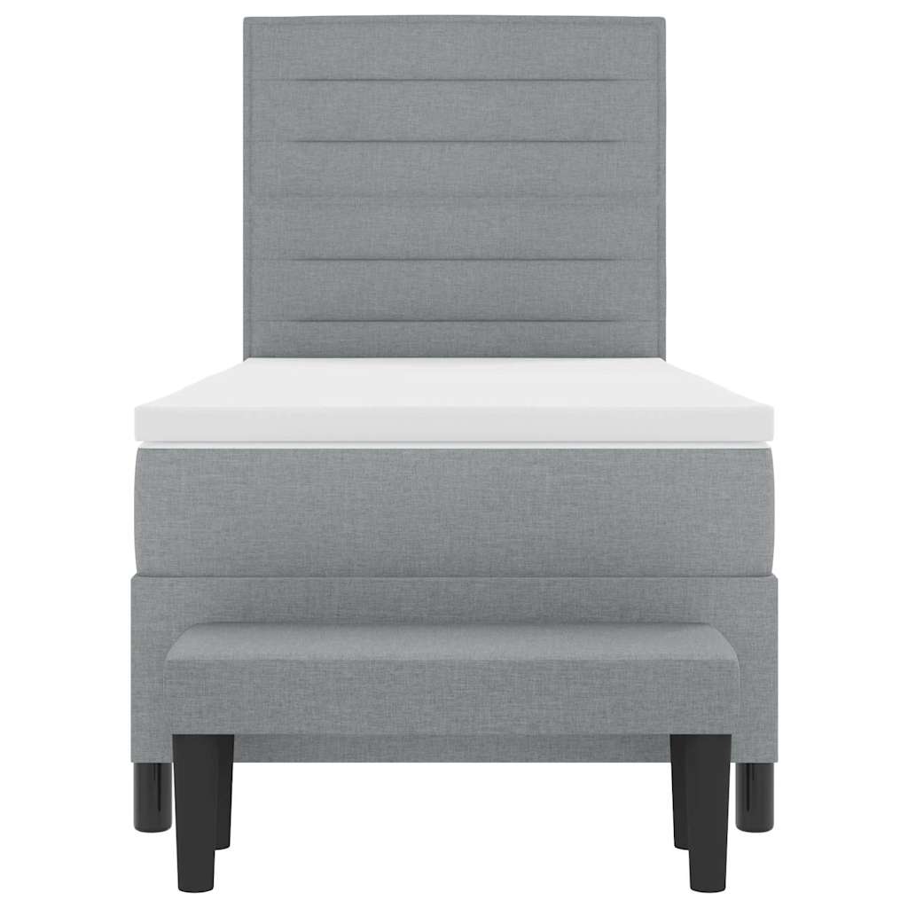 Box spring seng med hovedgærde Lysegrå 90 x 200 cm Stof