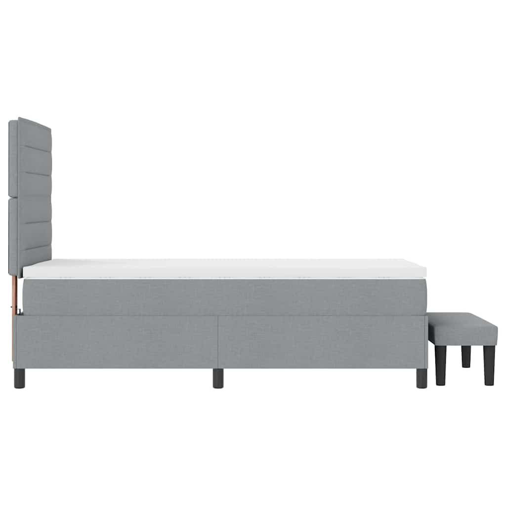 Box spring seng med hovedgærde Lysegrå 90 x 200 cm Stof