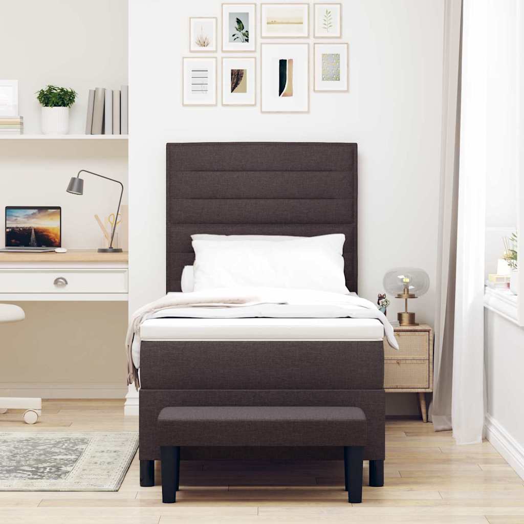 Box spring seng med hovedgærde Mørk Brun 90 x 200 cm Stof