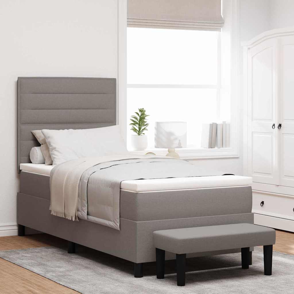 Box spring seng med hovedgærde Gråbrun 90 x 200 cm Stof