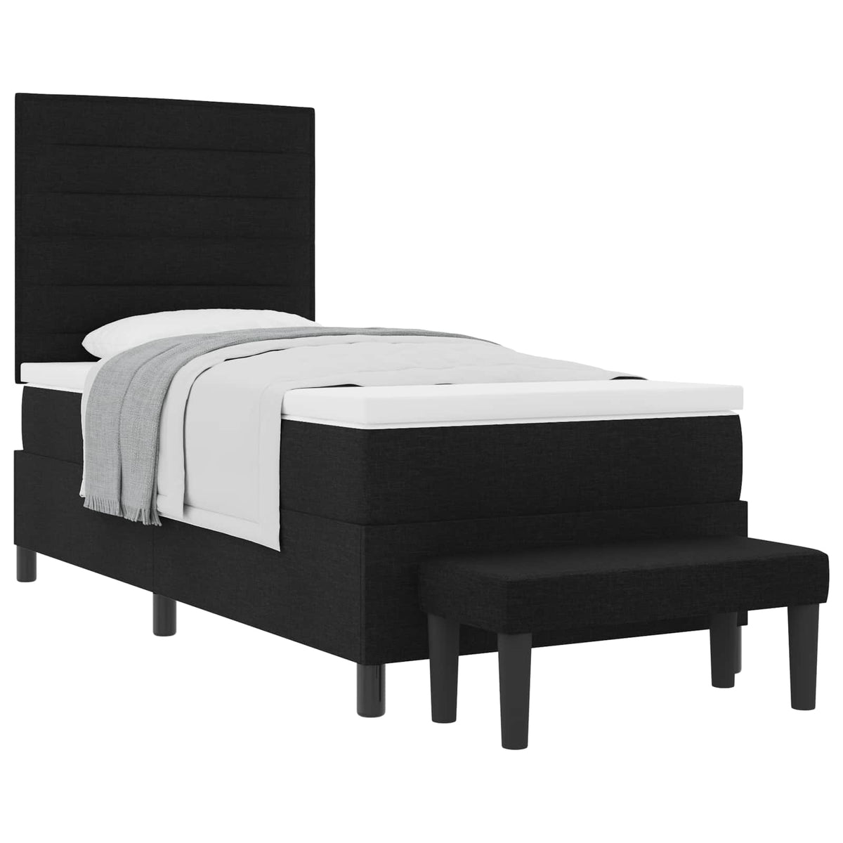 Box spring seng med hovedgærde Sort 100 x 200 cm Stof