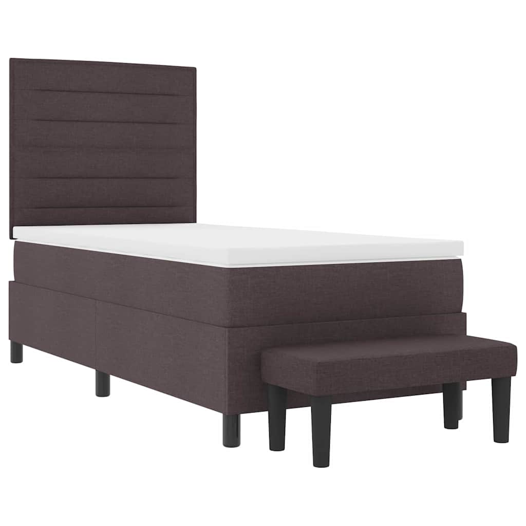 Box spring seng med hovedgærde Mørk Brun 100 x 200 cm Stof