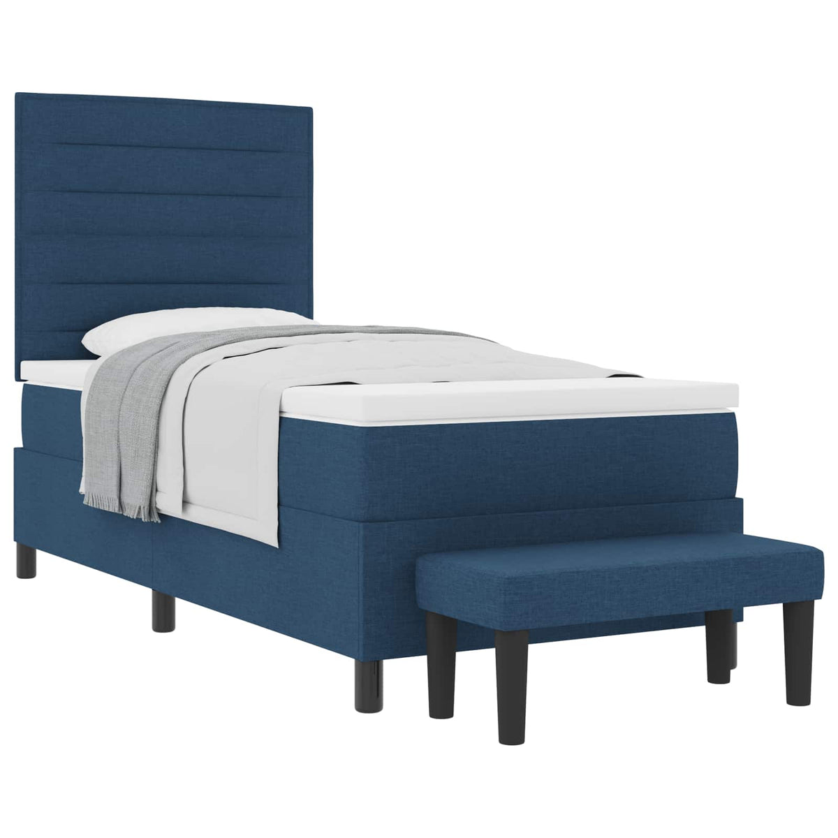 Box spring seng med hovedgærde Blå 100 x 200 cm Stof
