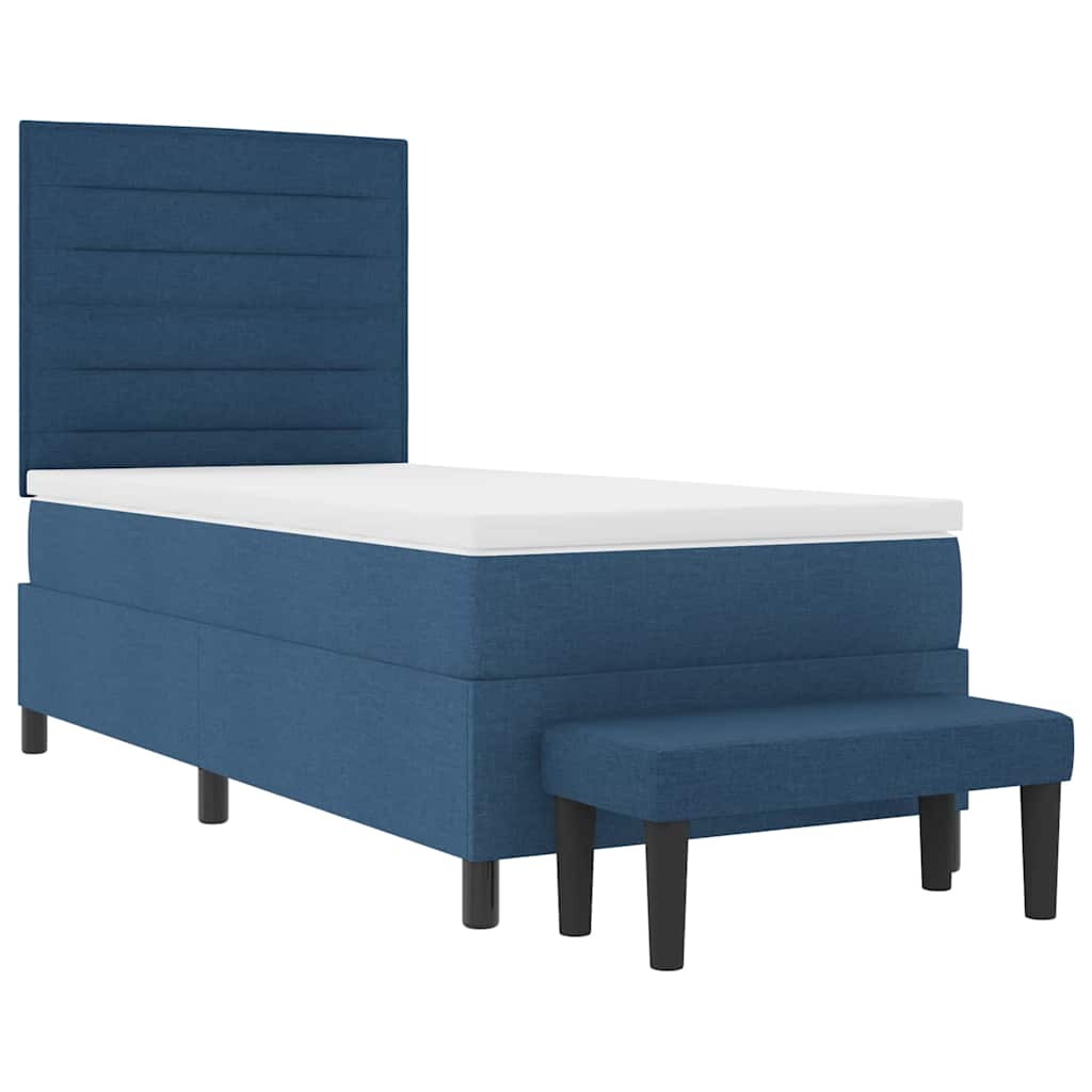 Box spring seng med hovedgærde Blå 100 x 200 cm Stof
