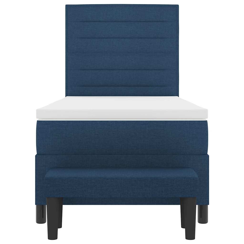 Box spring seng med hovedgærde Blå 100 x 200 cm Stof