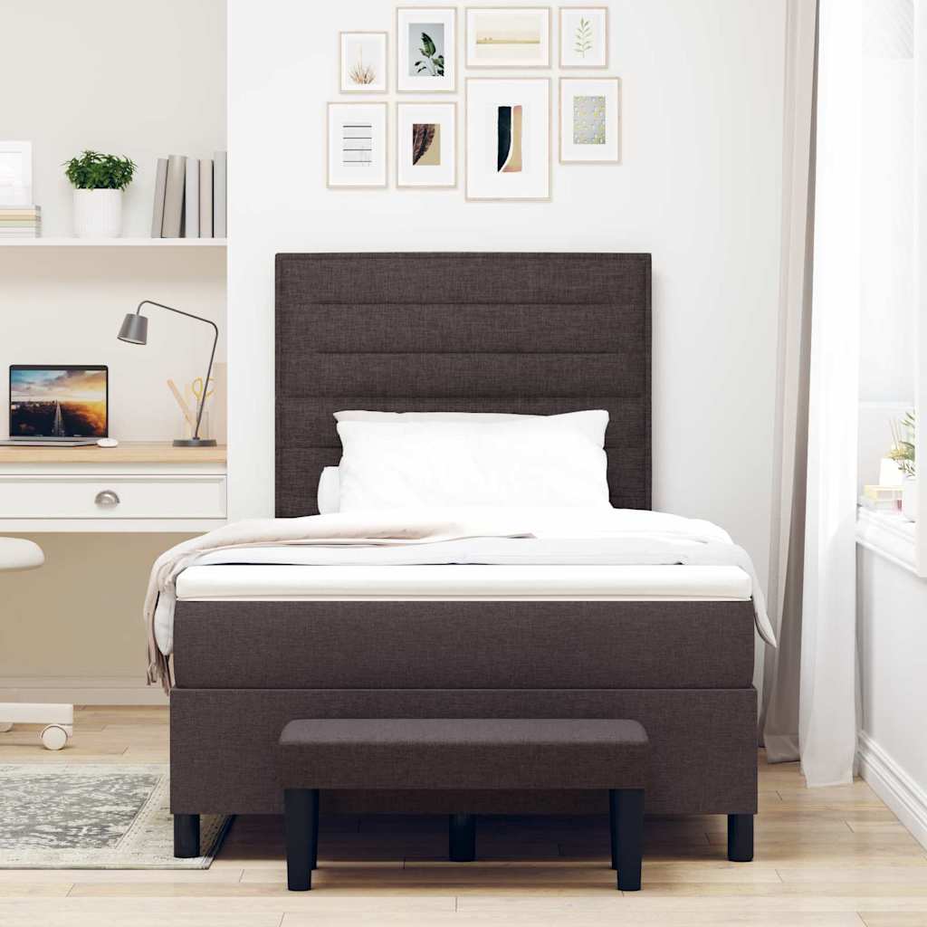 Box spring seng med hovedgærde Mørk Brun 120 x 190 cm Stof