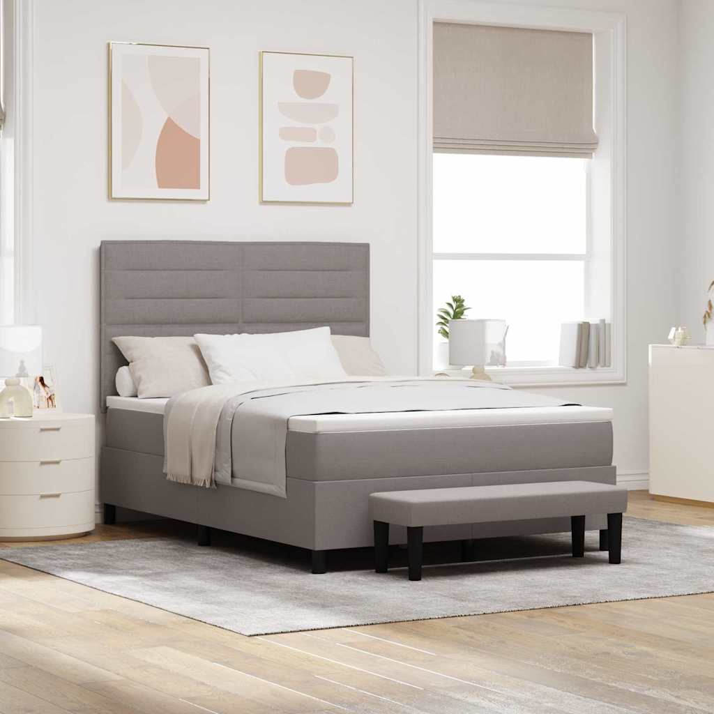 Box spring seng med hovedgærde Gråbrun 140 x 200 cm Stof