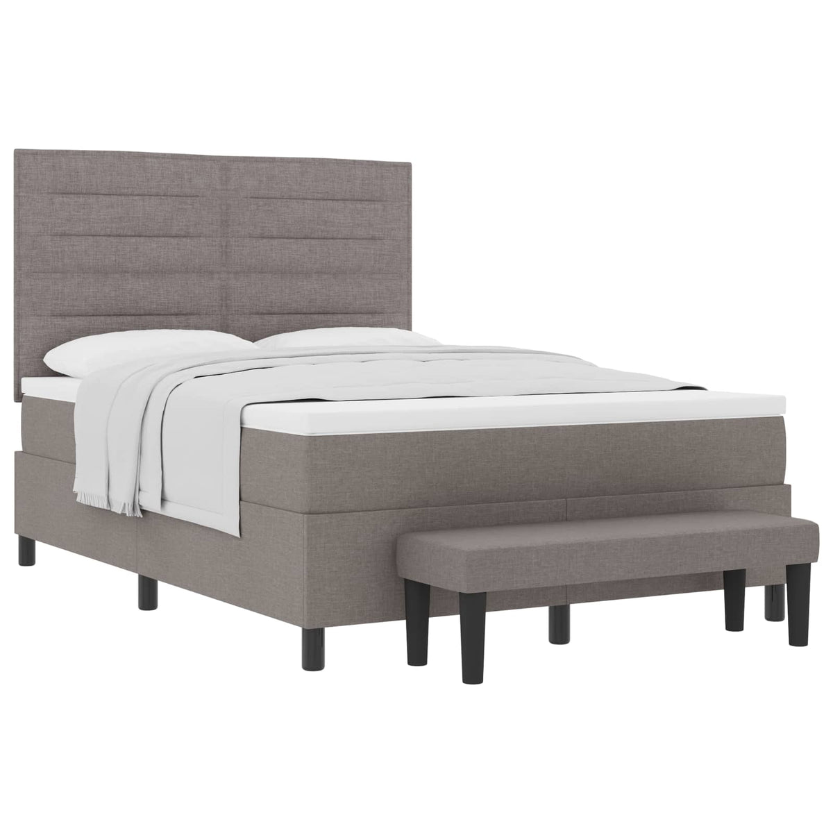Box spring seng med hovedgærde Gråbrun 140 x 200 cm Stof
