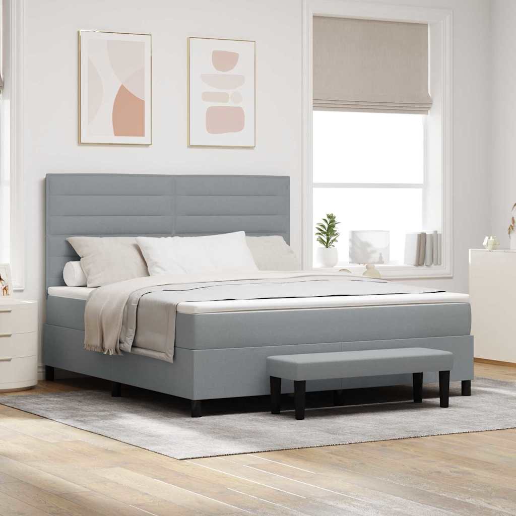 Box spring seng med hovedgærde Lysegrå 180 x 200 cm Stof