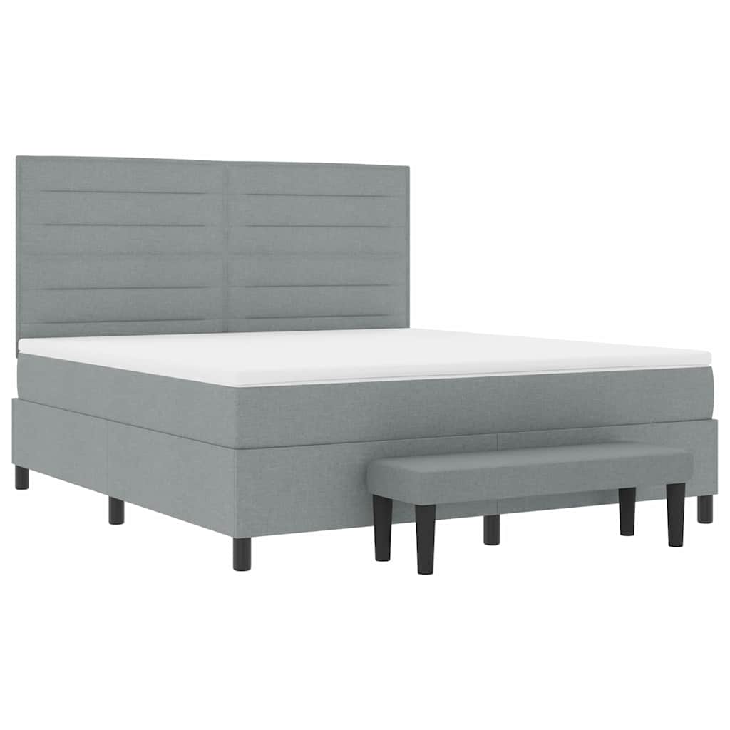 Box spring seng med hovedgærde Lysegrå 180 x 200 cm Stof