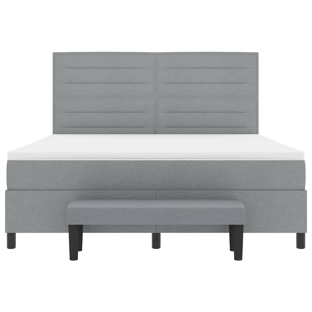 Box spring seng med hovedgærde Lysegrå 180 x 200 cm Stof