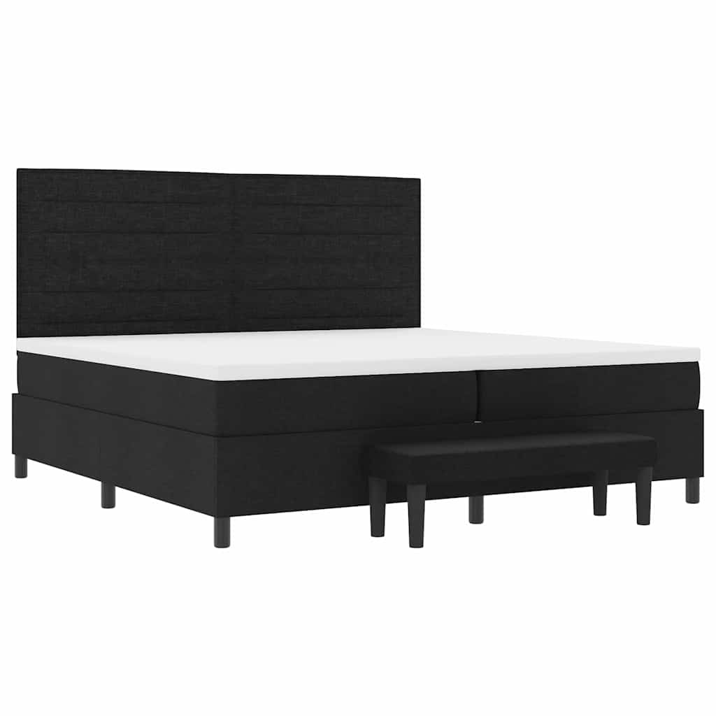 Box spring seng med madras Sort 200 x 200 cm Stof