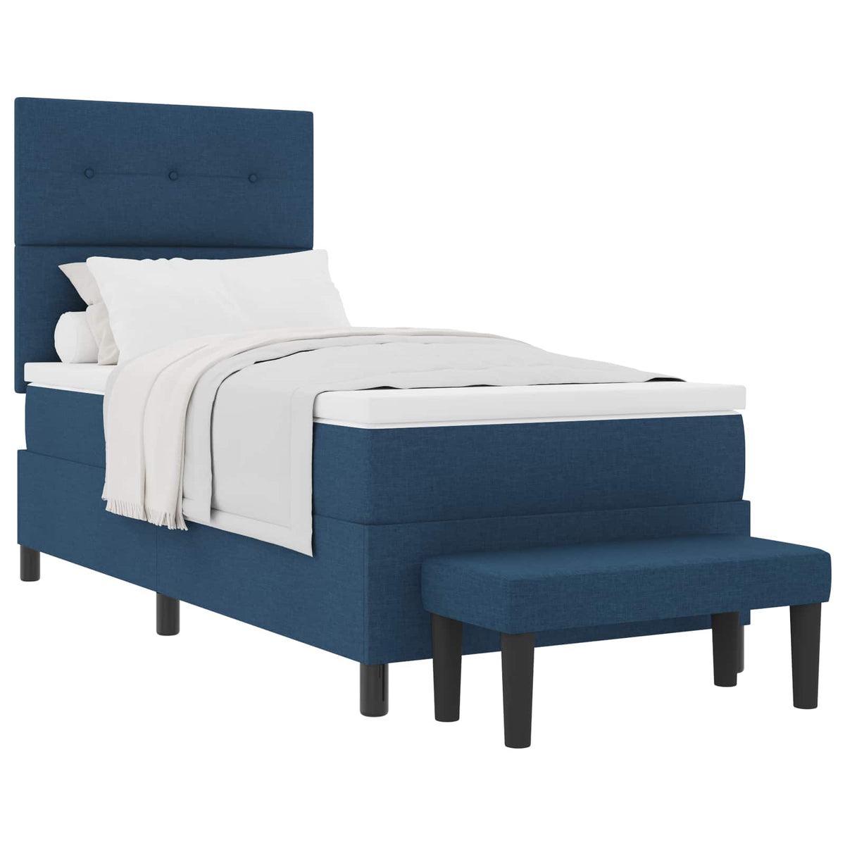 Box spring seng med hovedgærde Blå 90 x 190 cm Stof