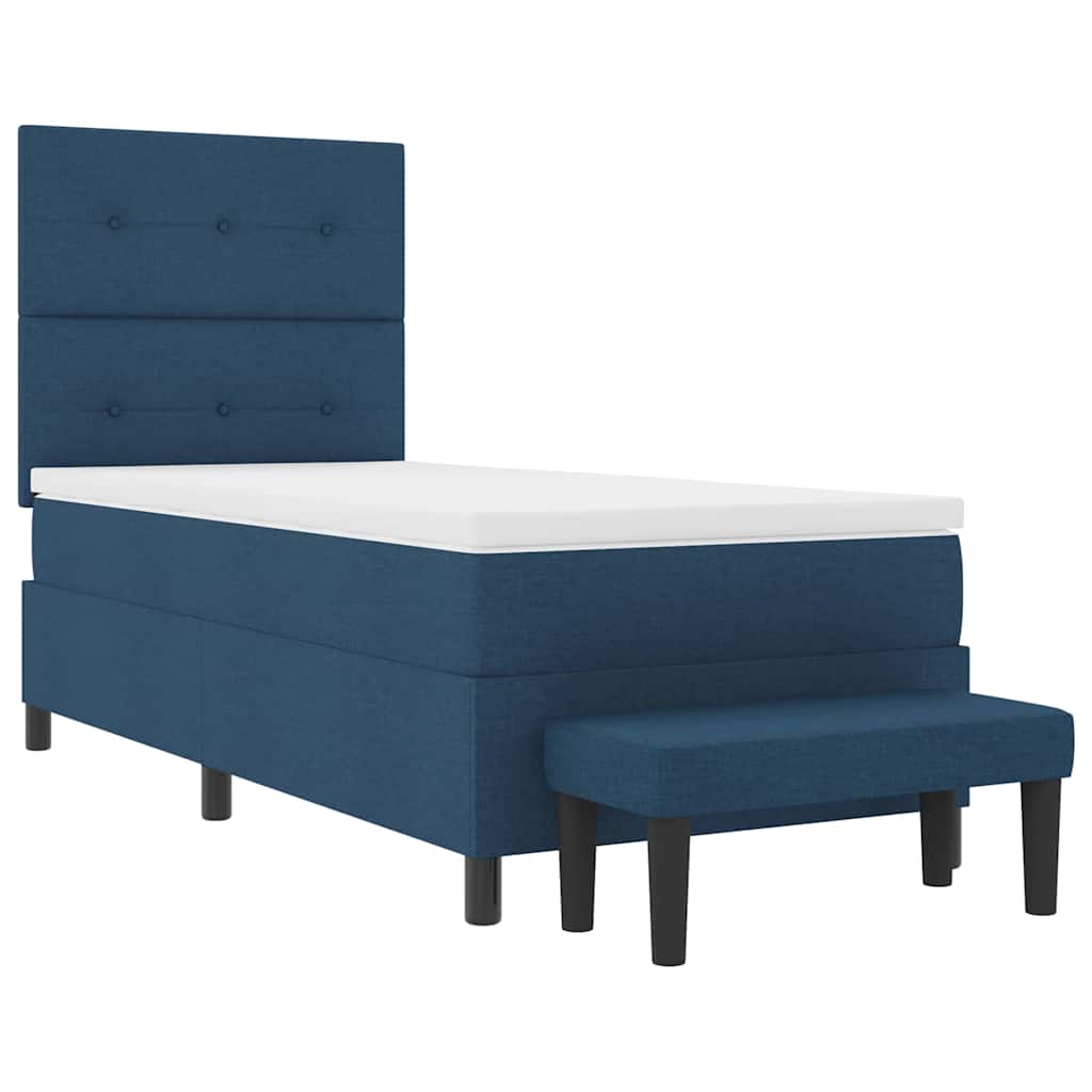 Box spring seng med hovedgærde Blå 90 x 190 cm Stof