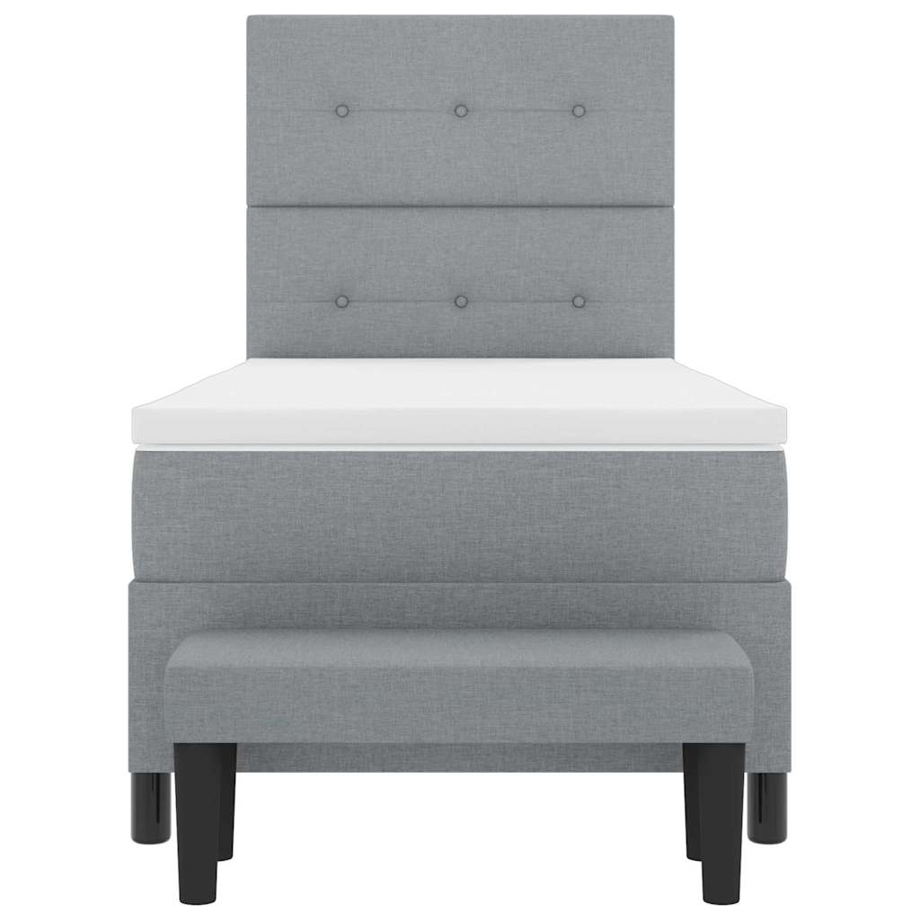 Box spring seng med hovedgærde Lysegrå 100 x 200 cm Stof