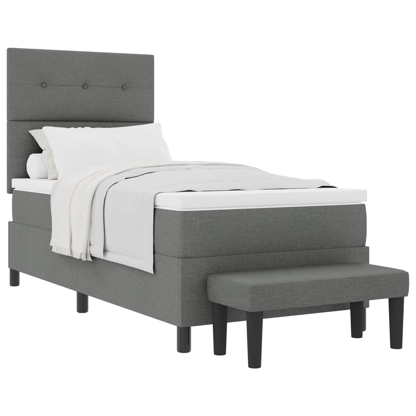 Box spring seng med hovedgærde Mørkegrå 100 x 200 cm Stof