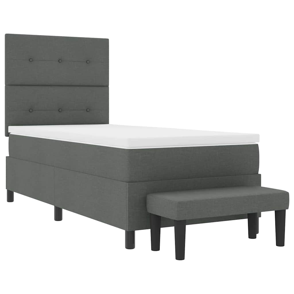 Box spring seng med hovedgærde Mørkegrå 100 x 200 cm Stof