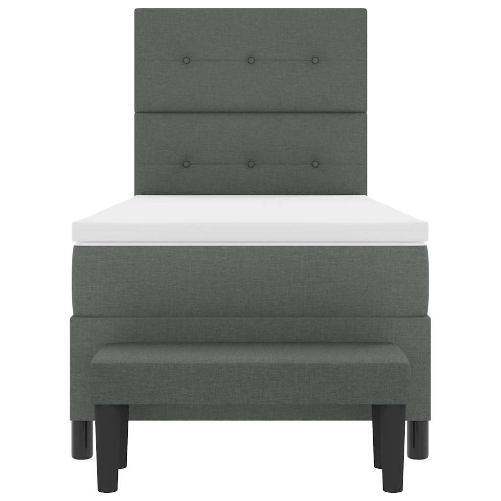Box spring seng med hovedgærde Mørkegrå 100 x 200 cm Stof