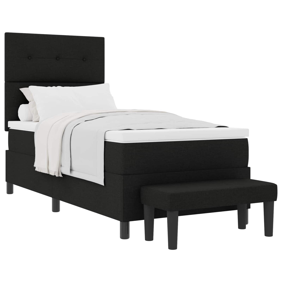 Box spring seng med hovedgærde Sort 100 x 200 cm Stof
