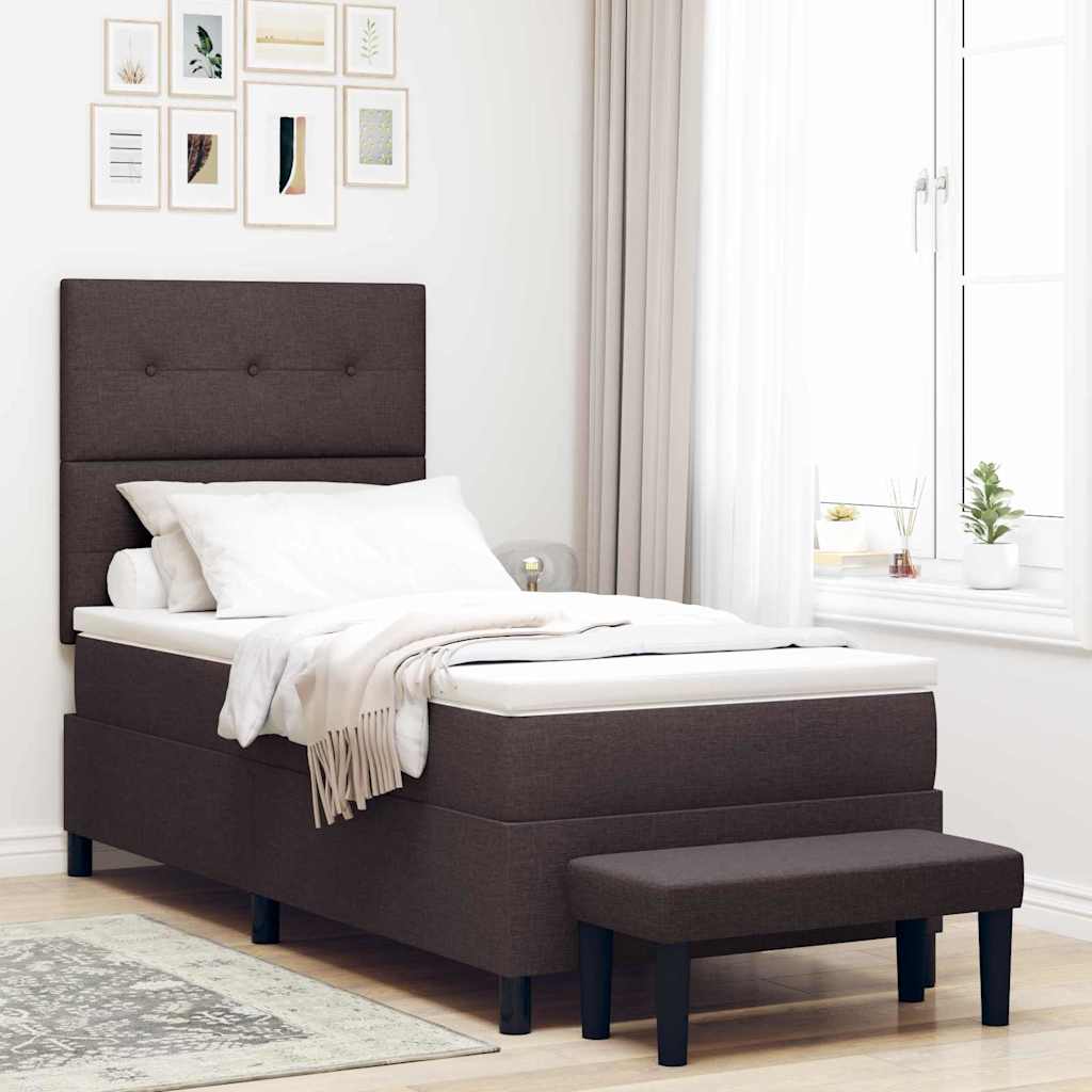 Box spring seng med hovedgærde Mørk Brun 100 x 200 cm Stof