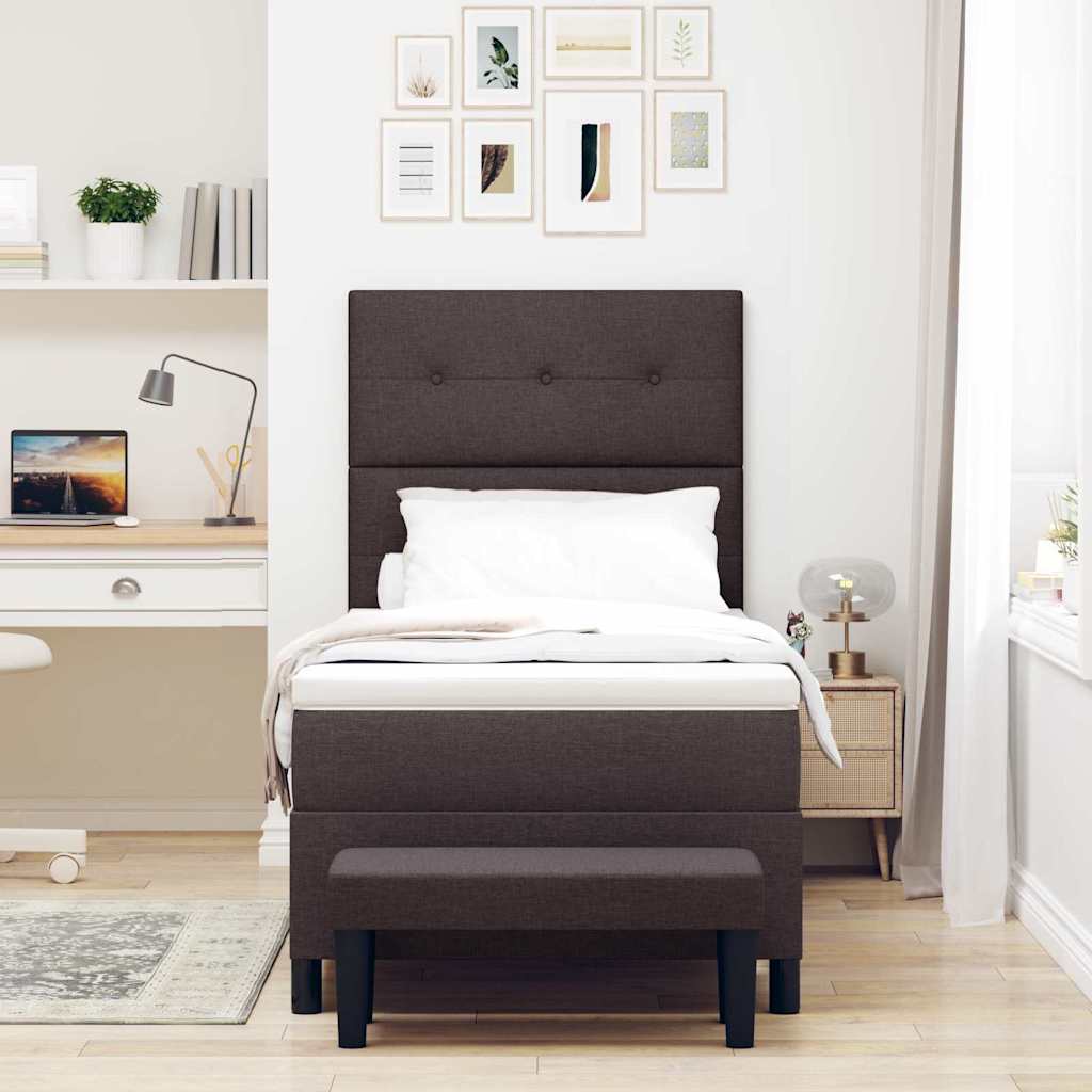 Box spring seng med hovedgærde Mørk Brun 100 x 200 cm Stof
