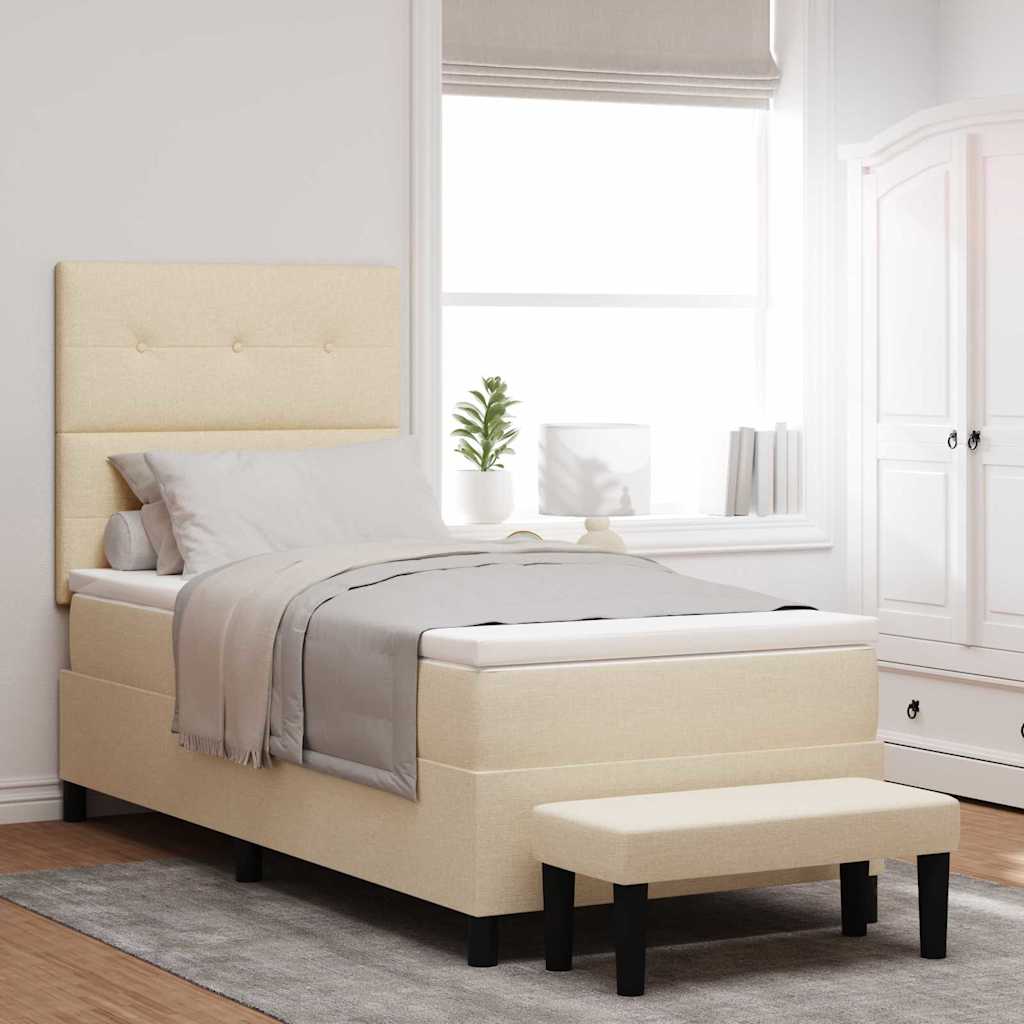 Box spring seng med hovedgærde Creme 100 x 200 cm Stof