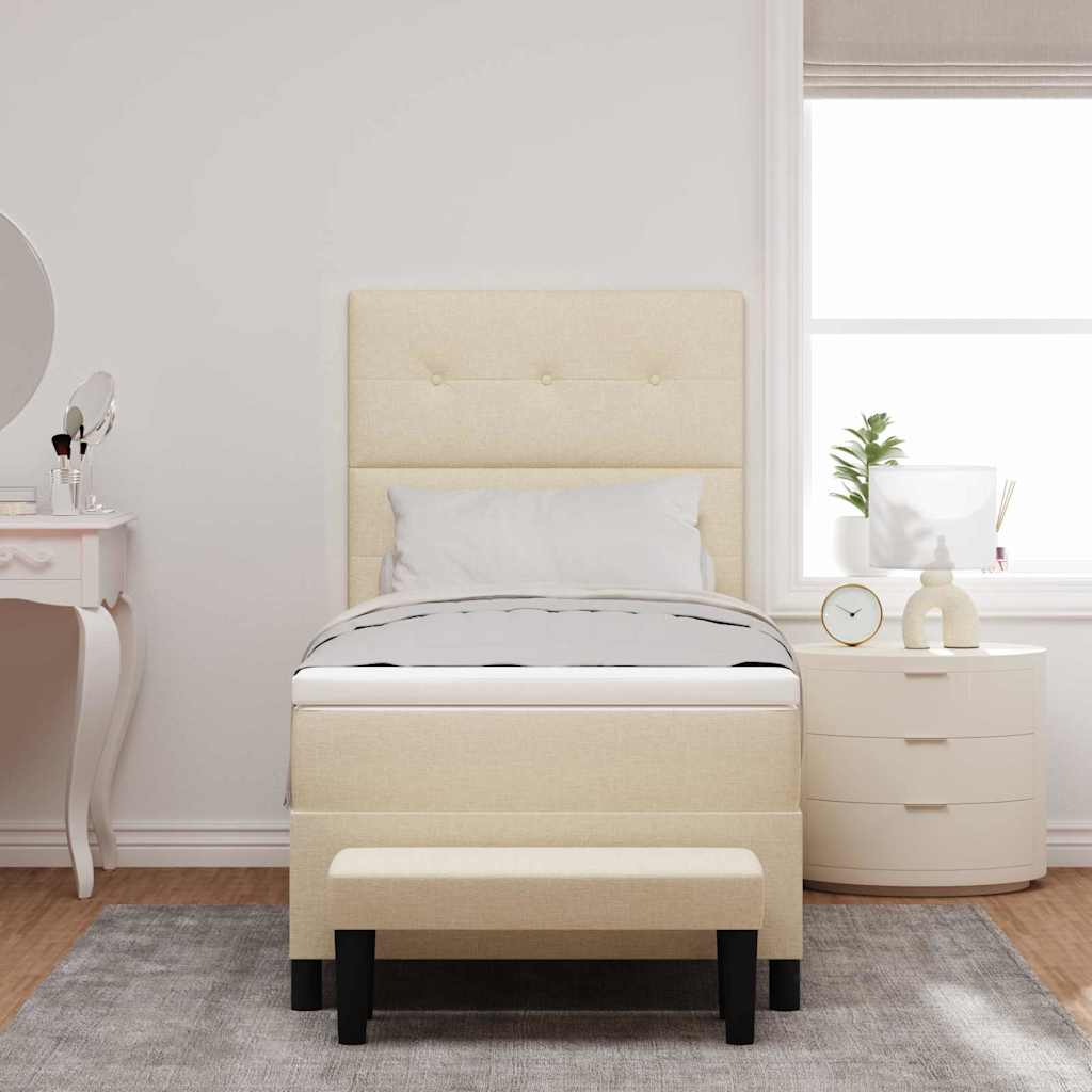 Box spring seng med hovedgærde Creme 100 x 200 cm Stof