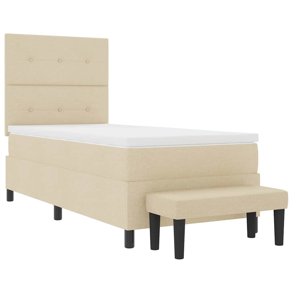 Box spring seng med hovedgærde Creme 100 x 200 cm Stof
