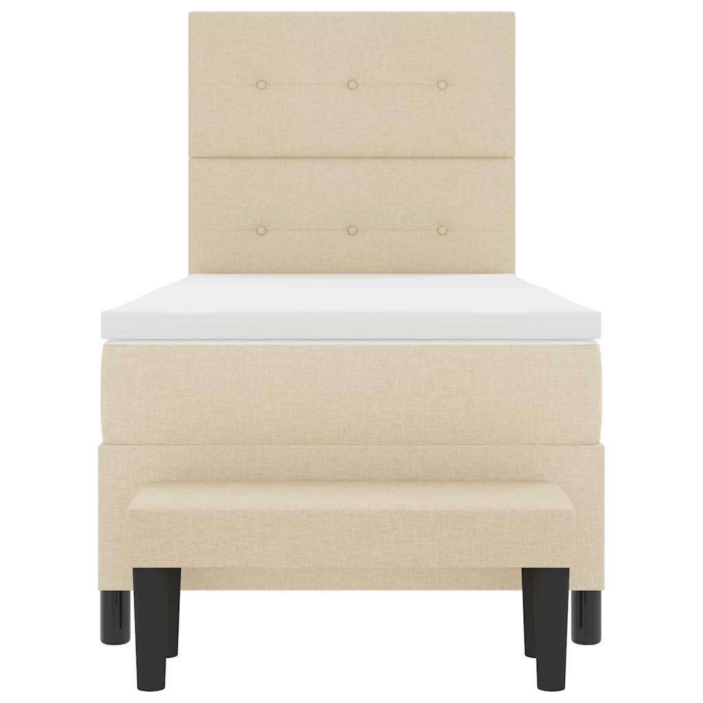 Box spring seng med hovedgærde Creme 100 x 200 cm Stof