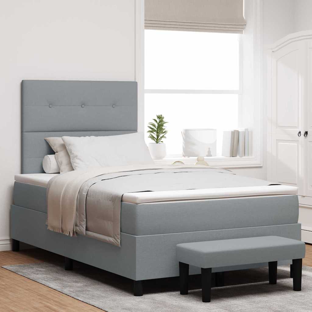 Box spring seng med hovedgærde Lysegrå 120 x 190 cm Stof