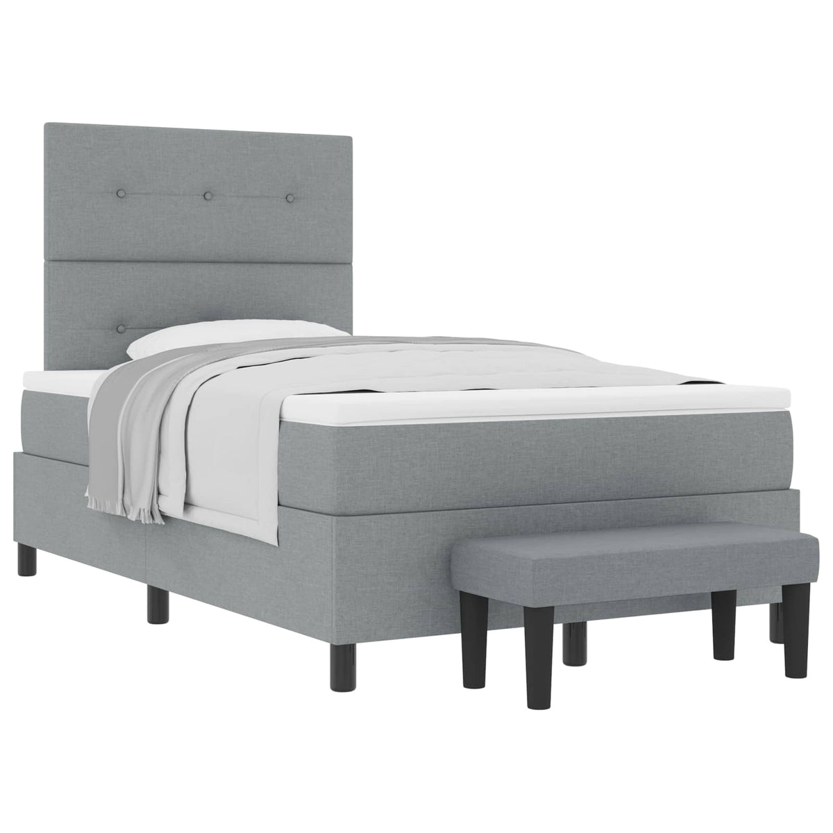 Box spring seng med hovedgærde Lysegrå 120 x 190 cm Stof