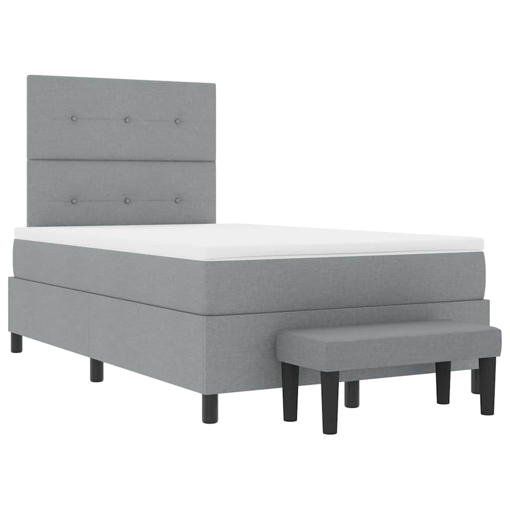 Box spring seng med hovedgærde Lysegrå 120 x 190 cm Stof