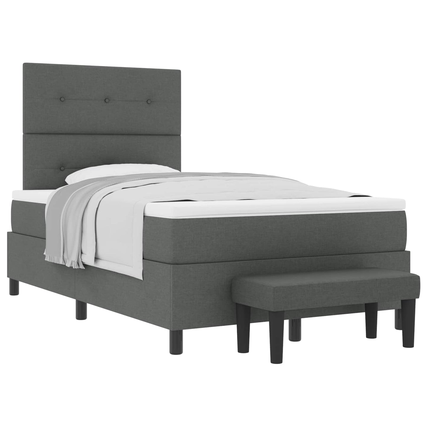 Box spring seng med hovedgærde Mørkegrå 120 x 190 cm Stof